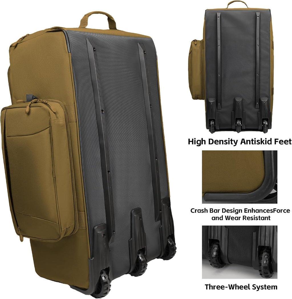 120L 3-Wheel Rolling Duffle Bag - Heavy Duty Military Deployment Bag, Durable Wheeled Duffle Luggage for Travel, Camping & Outdoor Adventures
