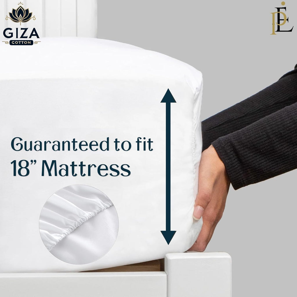 100% Giza Cotton, 1000 Thread Count, 6-PC Bed Sheet Set [Queen Size, Plum Color] 18 inches Deep Pockets, Long Staple Cotton Breathable Soft Silky Sateen Weave