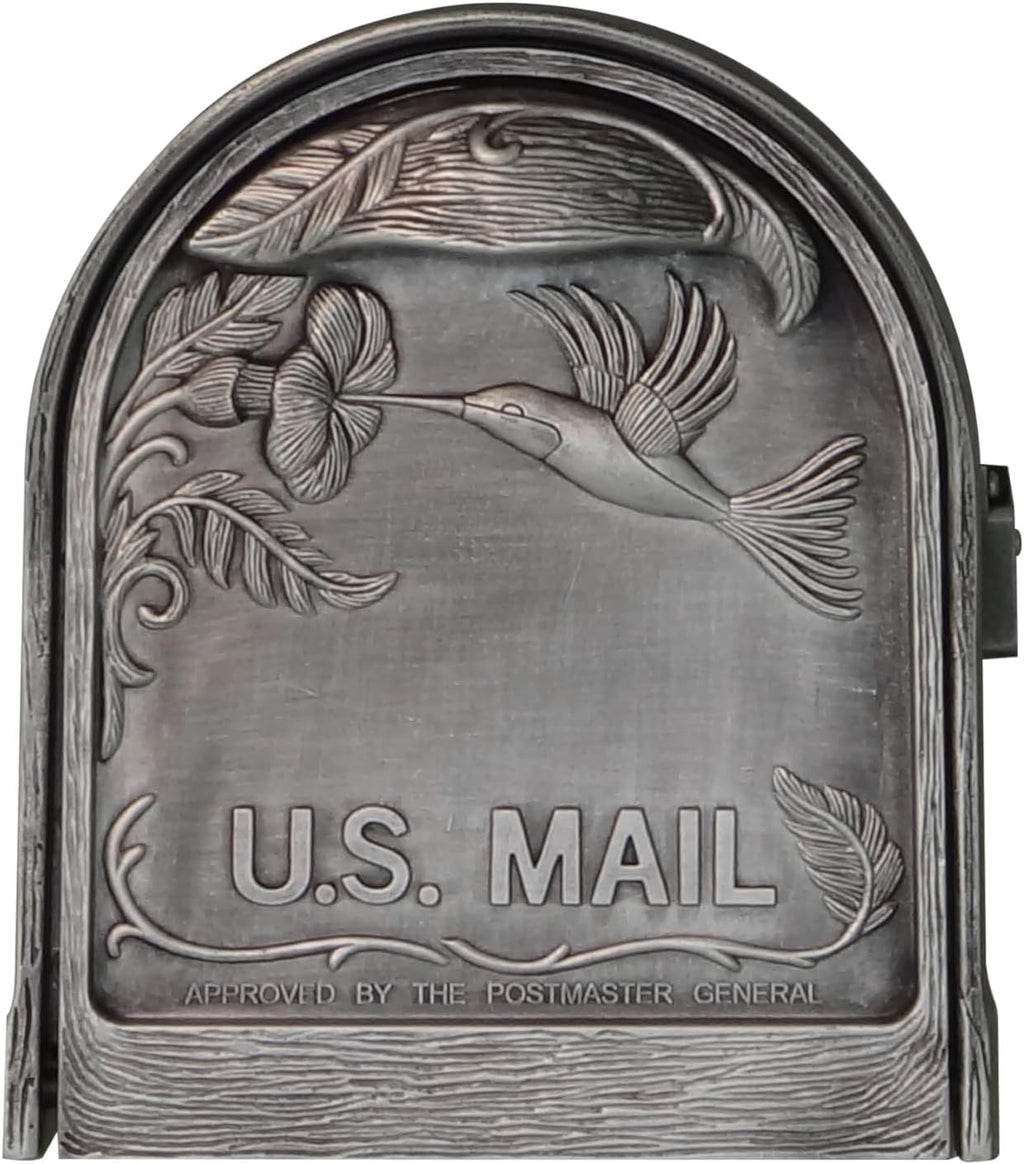Special Lite Hummingbird Curbside Mailbox - Swedish Silver Aluminum Mailbox for Post Mount - SCB-1005-SW