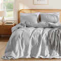 LBRO2M 100% France Linen Duvet Cover Set 3 Pcs Including 1 Flax Comforter Cover with Zipper Closure, 2 Pillowcase, Cozy Duvet Cover Queen Size, Gray