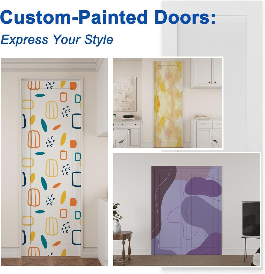 WINSTELLAR 32 x 80 3-Panel Molded Slab Doors Interior, Solid Core Bedroom Doors for Home, Closet, Bathroom, Pantry as Prehung, Pocket, French, Barn Door Slab, Paintable White Door Panel Swing Shaker