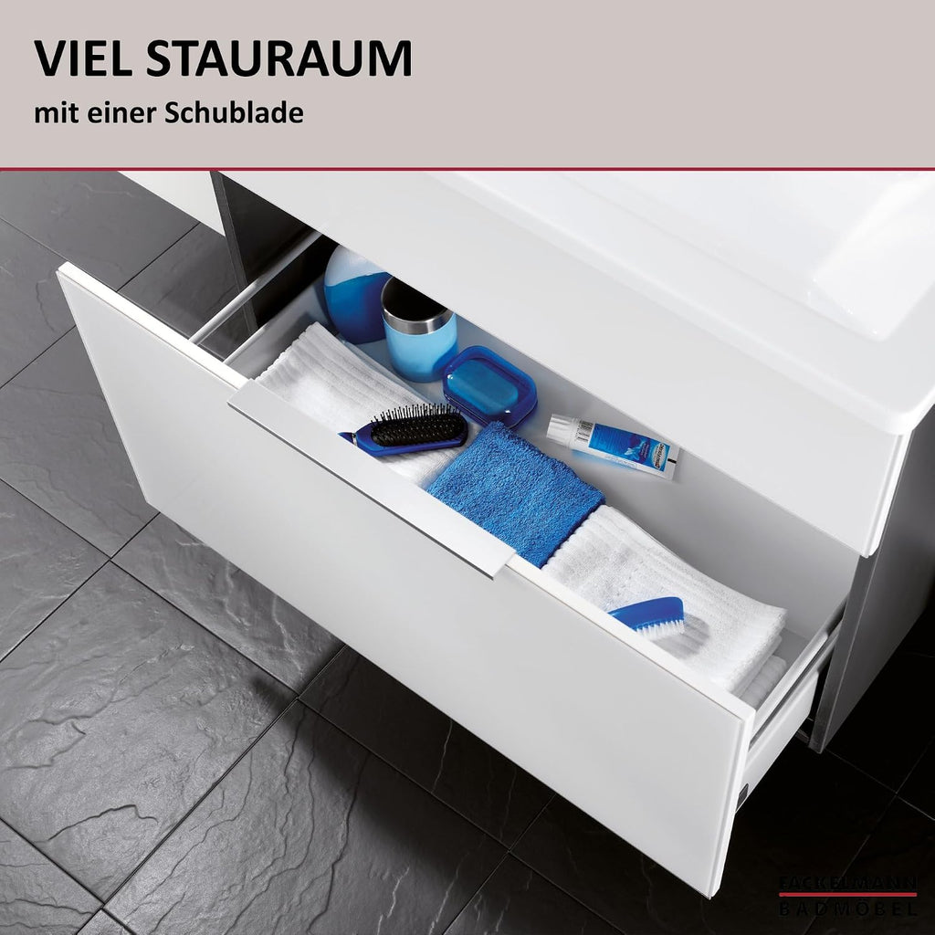 FACKELMANN Kara Vanity Unit/Bathroom Cabinet with Soft-Close System/Dimensions (W x H x D): Approx. 80 x 59 x 49 cm Cabinet for Bathroom/Furniture for Toilet or Bathroom/Body: