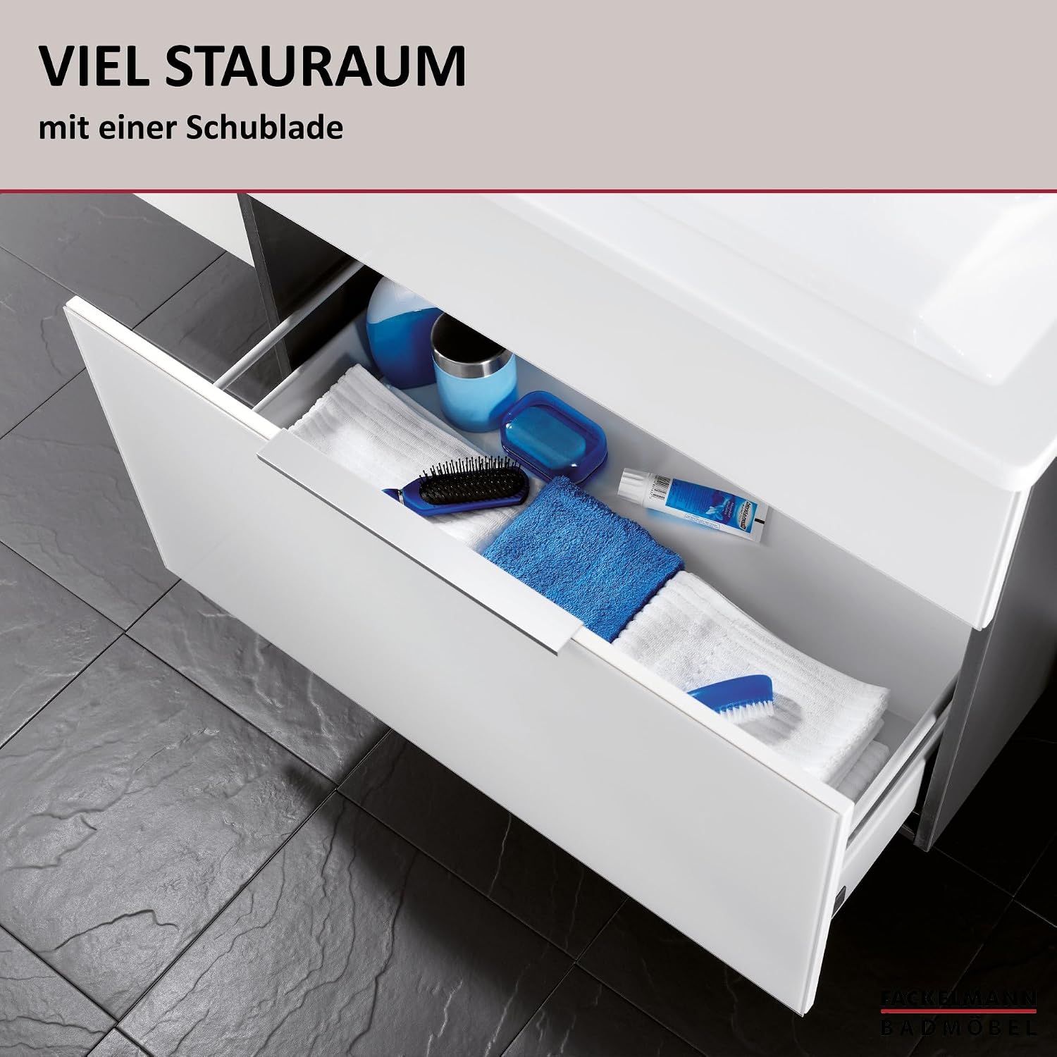 FACKELMANN Kara Vanity Unit/Bathroom Cabinet with Soft-Close System/Dimensions (W x H x D): Approx. 80 x 59 x 49 cm Cabinet for Bathroom/Furniture for Toilet or Bathroom/Body: