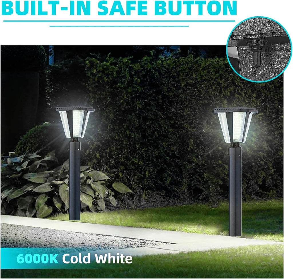 Lovus Solar Post Lights with Pier Mount Base, 6000K Cold White Solar Lamp Post Light IP65 Waterproof, Dusk to Dawn LED Outdoor Column Lights, 400LM Pole Light for Pillar, Garden, Yard, Gate, 2 Pack