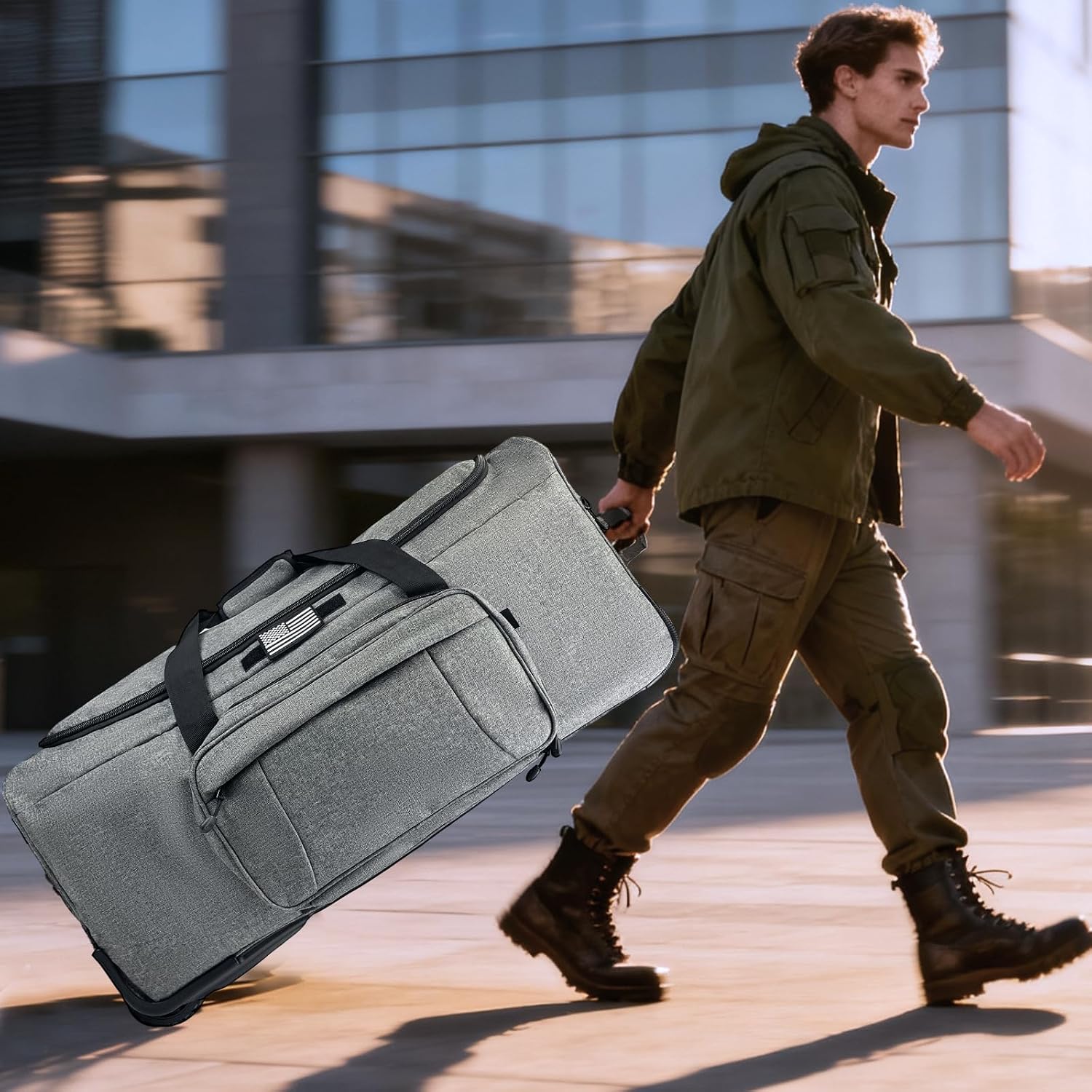 WOLT 120L Rolling Duffle Bag with Wheels, Large Deployment Military Bag, Wheeled Heavy Duty Luggage for Travel, Camping