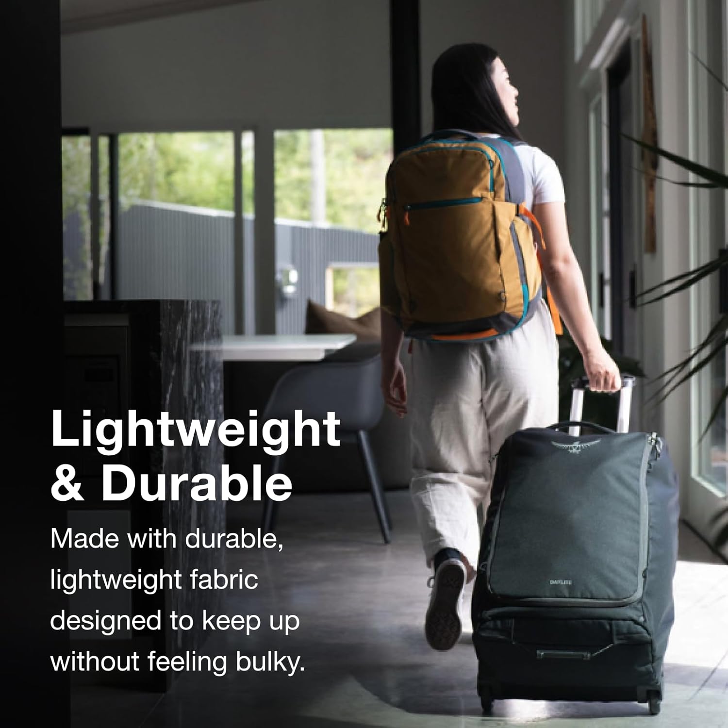 Osprey Daylite 115L Wheeled Collapsible Travel Duffel Bag - Lightweight Rolling Suitcase, Blue Spikemoss/Alkaline