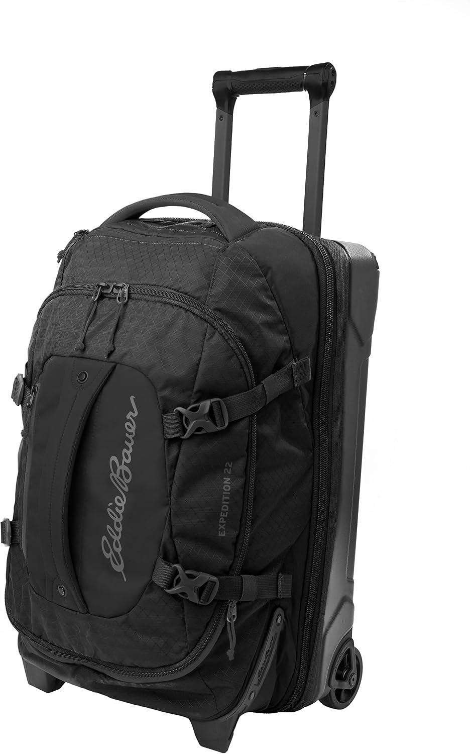 Eddie Bauer Expedition Rolling Duffel Bag with Wheels | Travel | Carry-On | Luggage | Rugged | Durable - Black, 22'