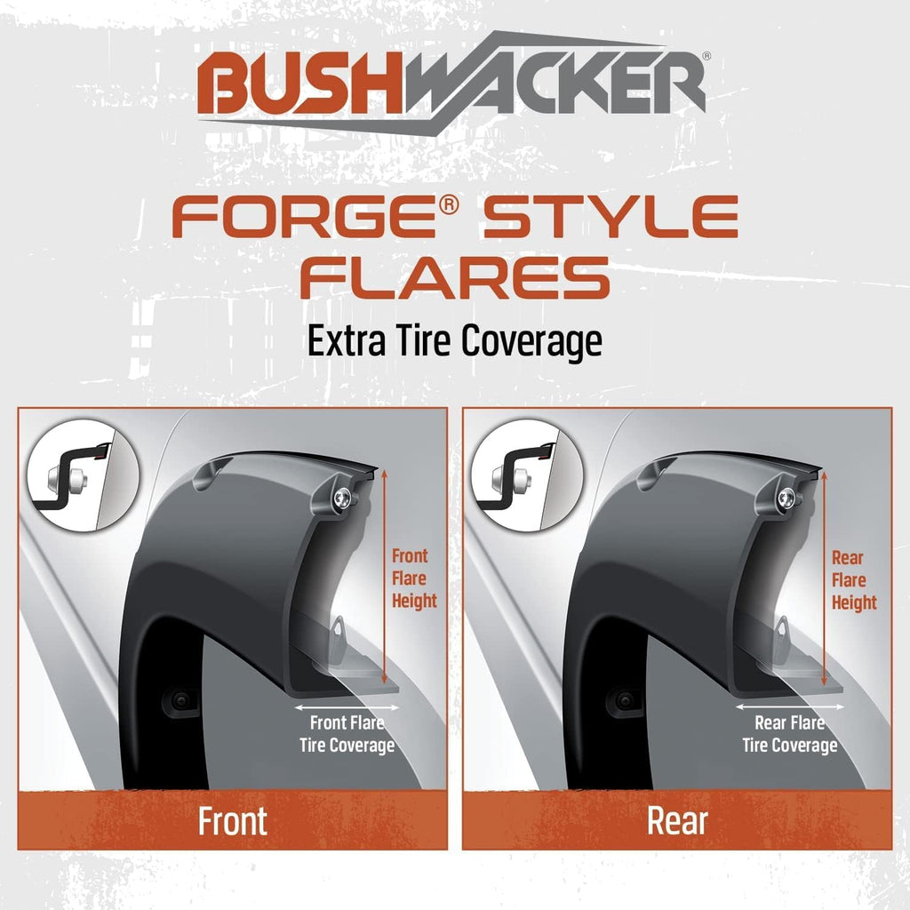 Bushwacker Forge Pocket/Rivet Style Front & Rear Fender Flares | 4-Piece Set, Black, Textured Finish | 28129-08 | Fits 2017-2022 Ford F-250. F-350, F-450 Super Duty