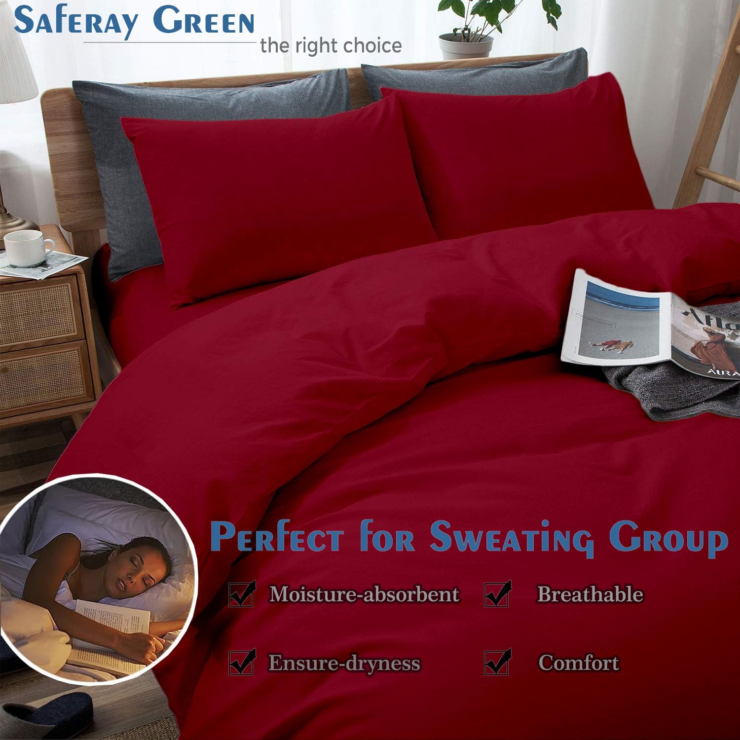 Burgundy Duvet Cover Set Oversized Queen Size 1 Duvet Cover with 2 Pillow Shams 3-Pc Comforter Cover with Zipper Closure & Corner Tie 100% Egyptian Cotton Cover (98x98 Inch, Burgundy)