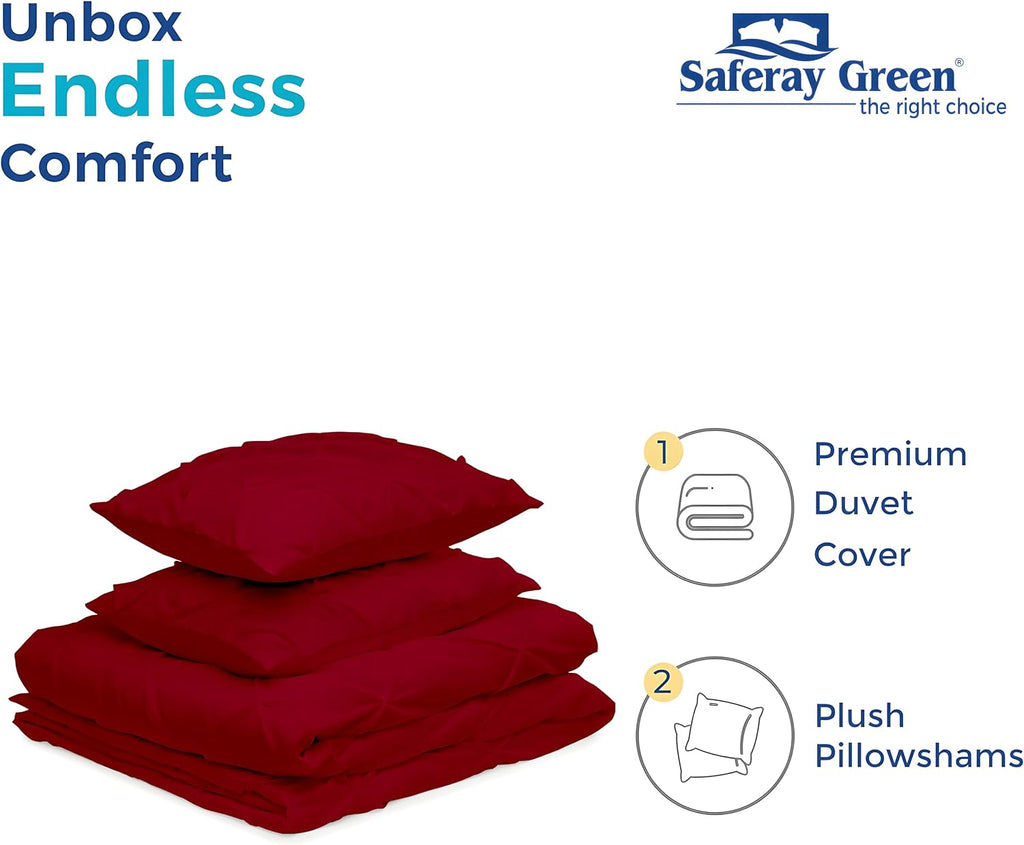 Pinch Duvet Cover Set Oversized Queen Size 1 Duvet Cover with 2 Pillow Shams 3-Pc Comforter Cover with Zipper Closure & Corner Tie 100% Egyptian Cotton Cover (98x98 Inch, Burgundy)