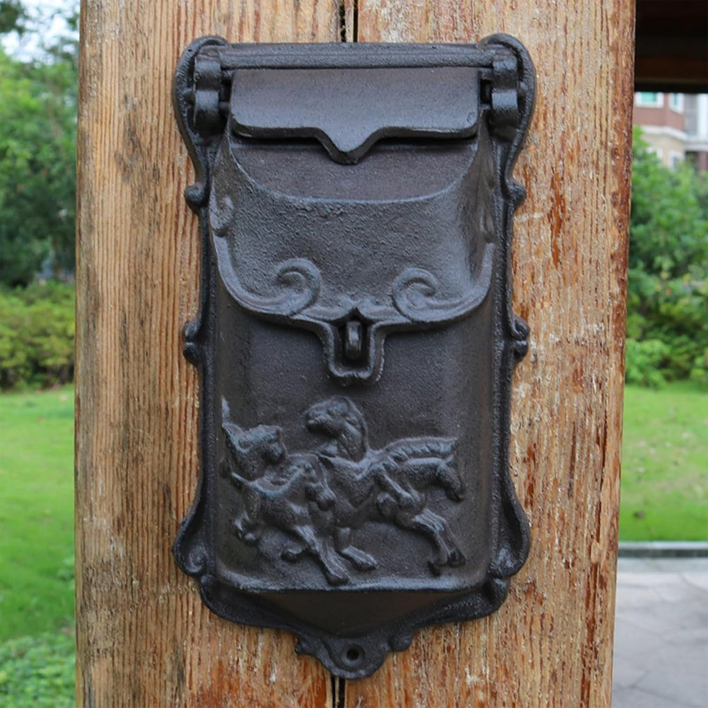 MELPHI Metal Mailbox Wall Mount, Retro Mailbox, Secure Post Box, Easy Mount, Outdoor Decoration, Mail Manager for Mail/Newspaper/Post/Letter/Magazine