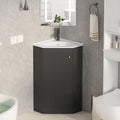 24 Inch Corner Bathroom Vanity with Sink for Small Spaces, Black Freestanding Bathroom Vanity with Ceramic Sink, Modern Wall Mount Small Bathroom Vanity for Powder Room,Half Bath(No Faucet)
