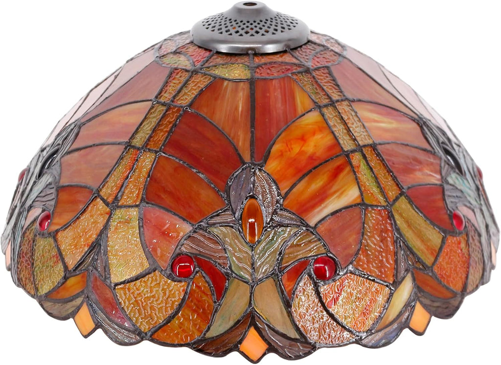 Large Tiffany Lamp Shade Replacement Only 16Inch Stained Glass Lampshade Fit For Table Lamps FLoor Lamp Ceiling Fixture Pendant Hanging Light Home Office Decoration (Red)