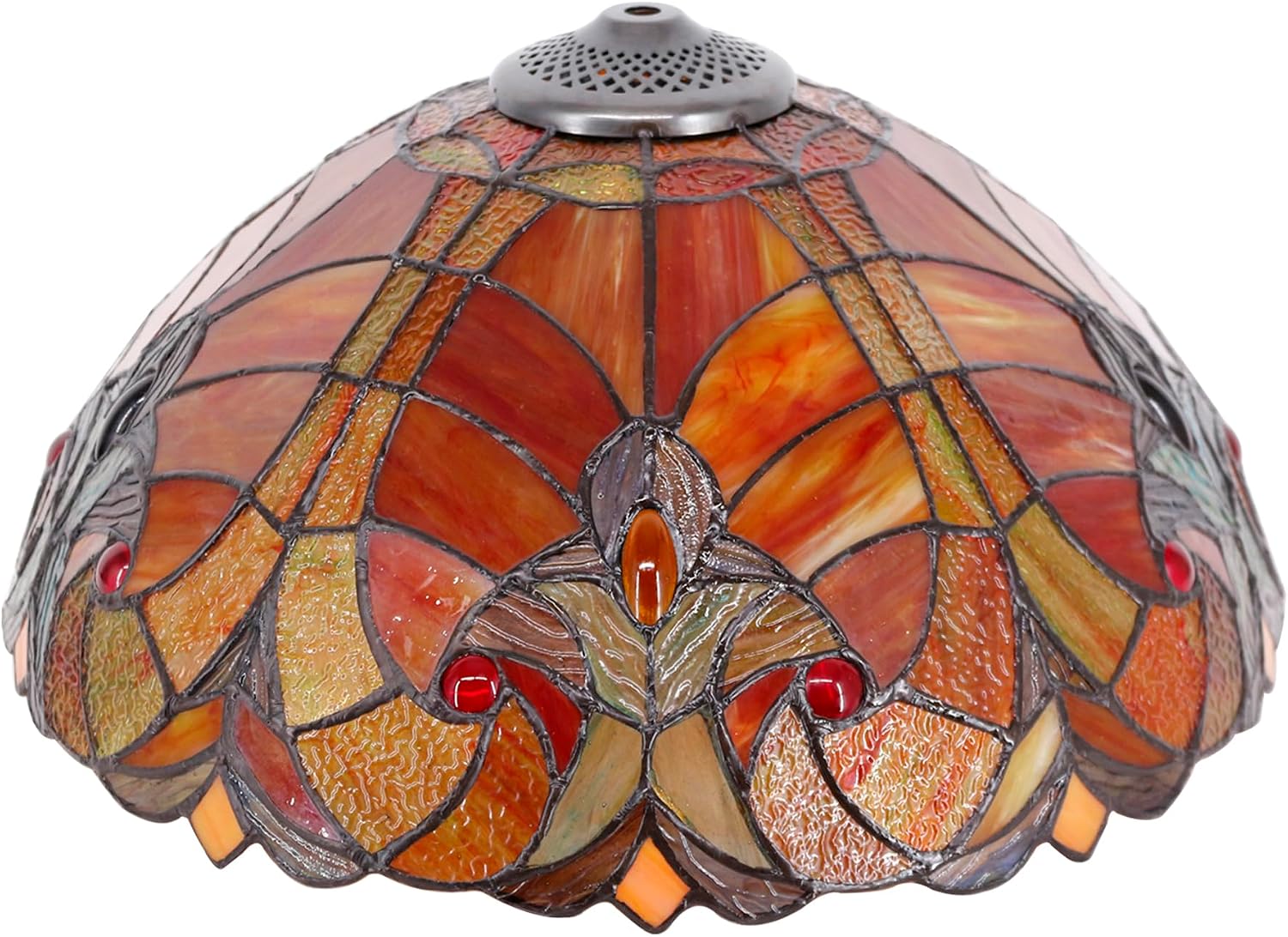 Large Tiffany Lamp Shade Replacement Only 16Inch Stained Glass Lampshade Fit For Table Lamps FLoor Lamp Ceiling Fixture Pendant Hanging Light Home Office Decoration (Red)