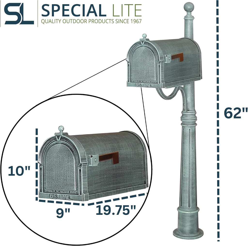 Special Lite Berkshire Curbside Mailbox with Aluminum Post - Verde Green Mailbox with Ashland Post - SCB-1015_SPK-600-VG