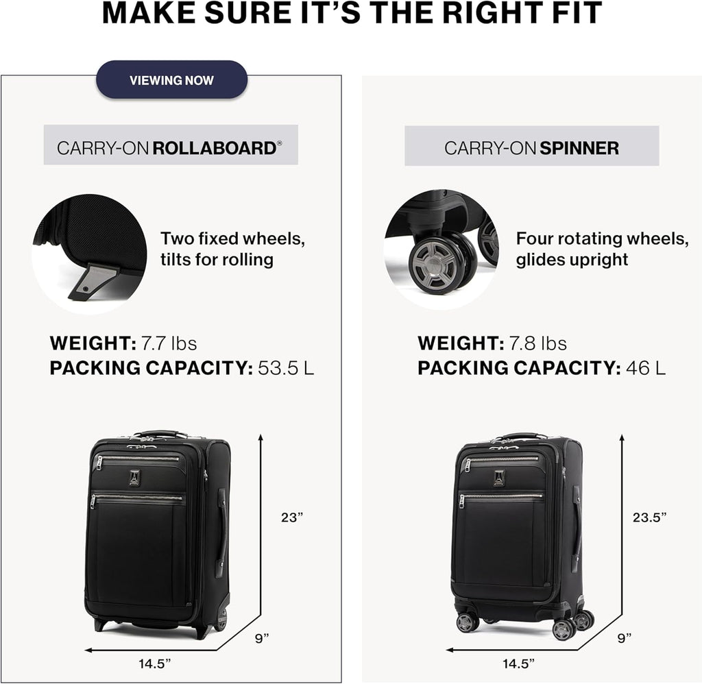 Travelpro Platinum Elite Softside Expandable Carry on Luggage, 2 Wheel Upright Suitcase, USB Port, Men and Women, Pilot Green, Carry On 22-Inch