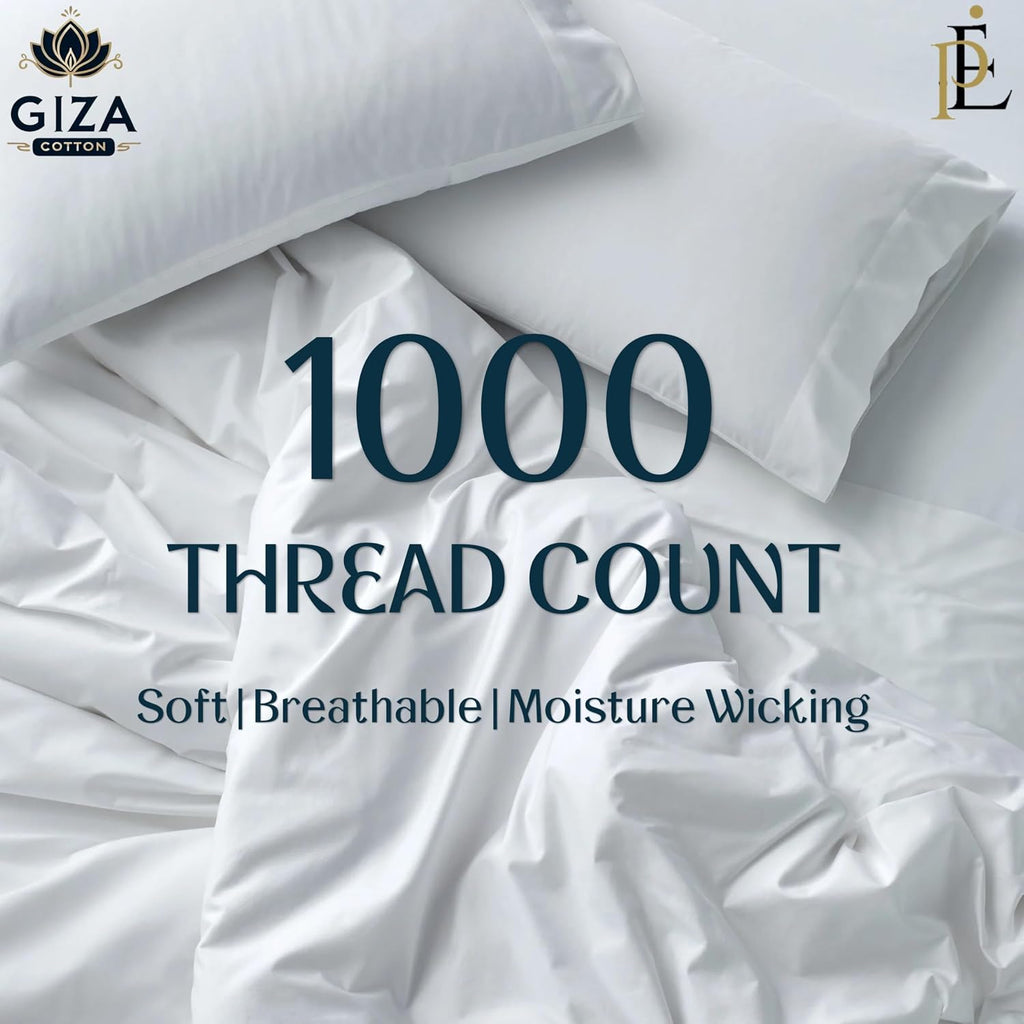 100% Giza Cotton, 1000 Thread Count, 6-PC Bed Sheet Set [Queen-XL Size, Wine Color] 18 inches Deep Pockets, Long Staple Cotton Breathable Soft Silky Sateen Weave