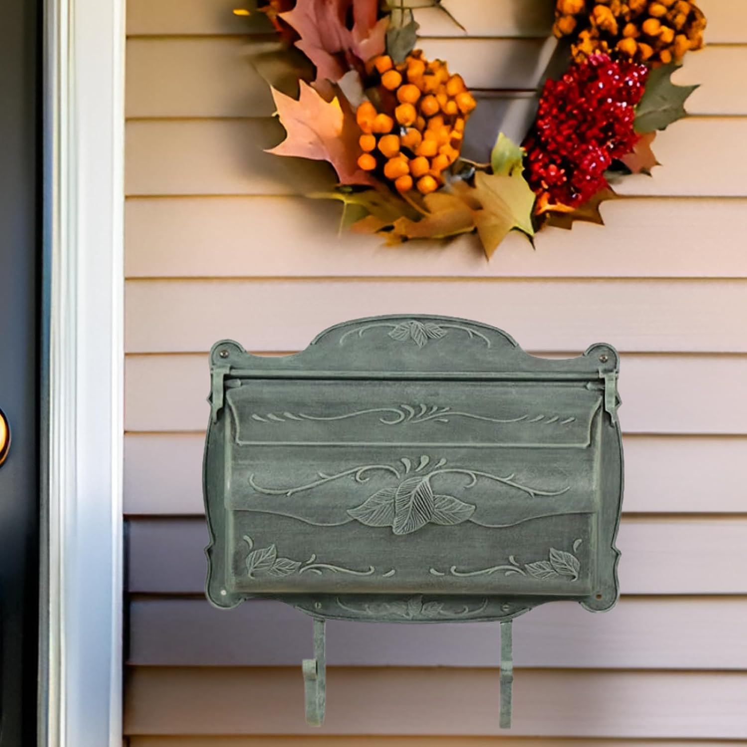Special Lite Floral Horizontal Wall Mount Mailbox - Verde Green Aluminum Mailbox for Wall Mount - SHF-1001-VG