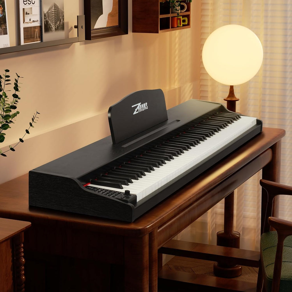 Digital Piano 88 Key Weighted, Full Size Electric Keyboard Piano for Beginners, Portable Piano Keyboard with Sheet Music Stand, Sustain Pedal, Power Adapter, Black (Keyboard Only)