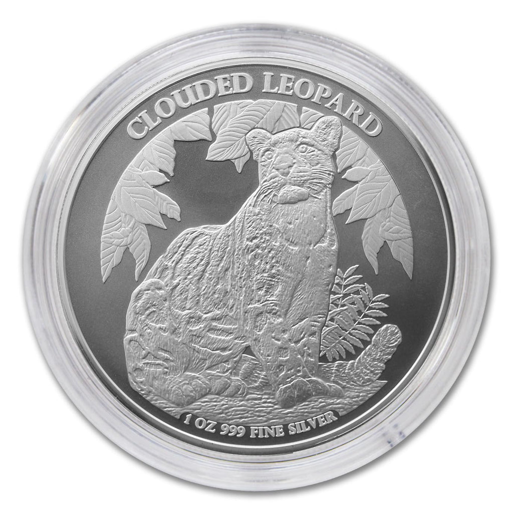2023-1 oz Cambodian Silver Cambodia Wildlife: Clouded Leopard Coin Brilliant Uncirculated (in Capsule) with Certificate of Authenticity 3000 Riels Seller BU