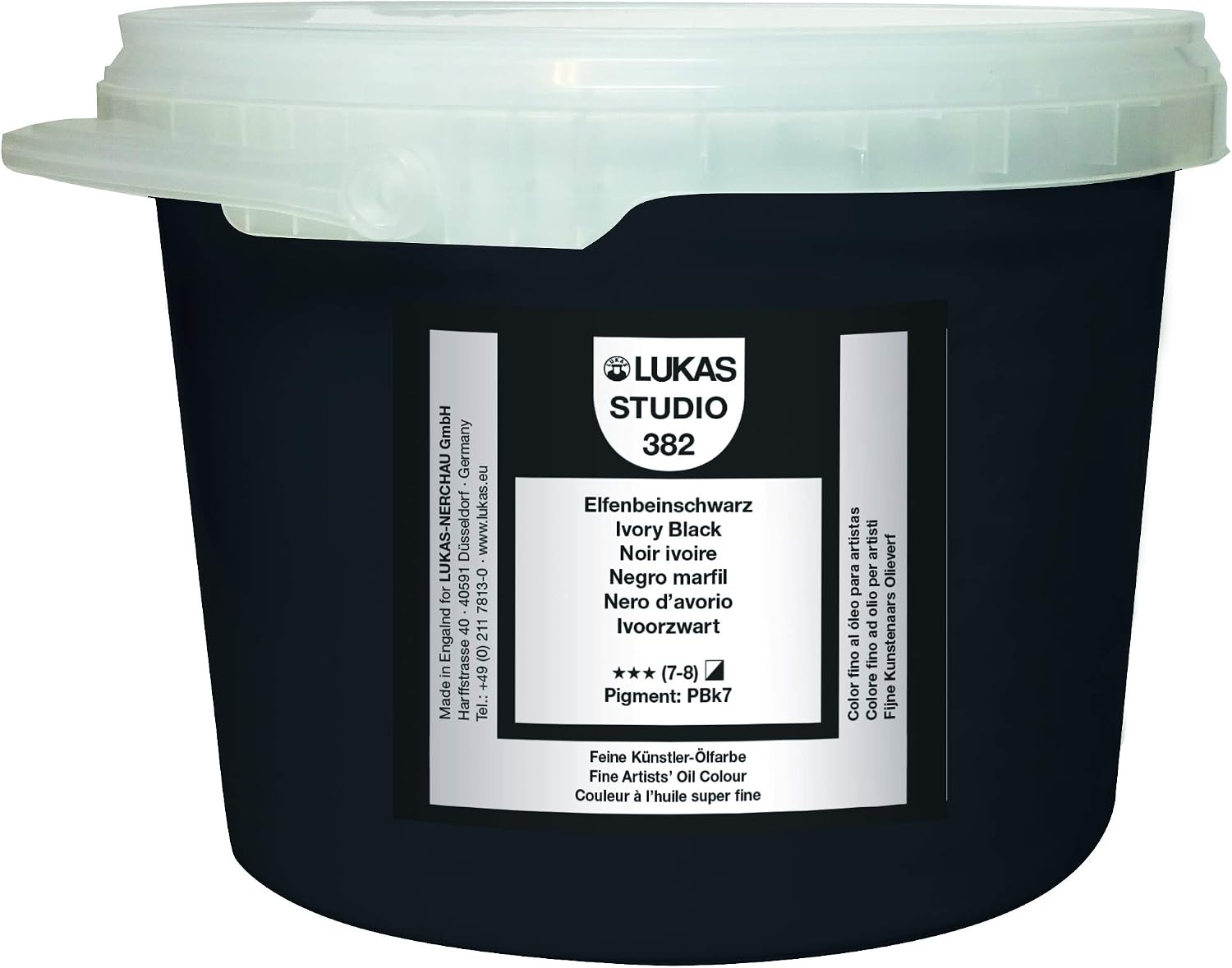 Lukas Studio Artist Oil Color Paints - High-pigment oil paint made with natural binder for artist, painting, & more! - [Ivory Black - 2 Liter]