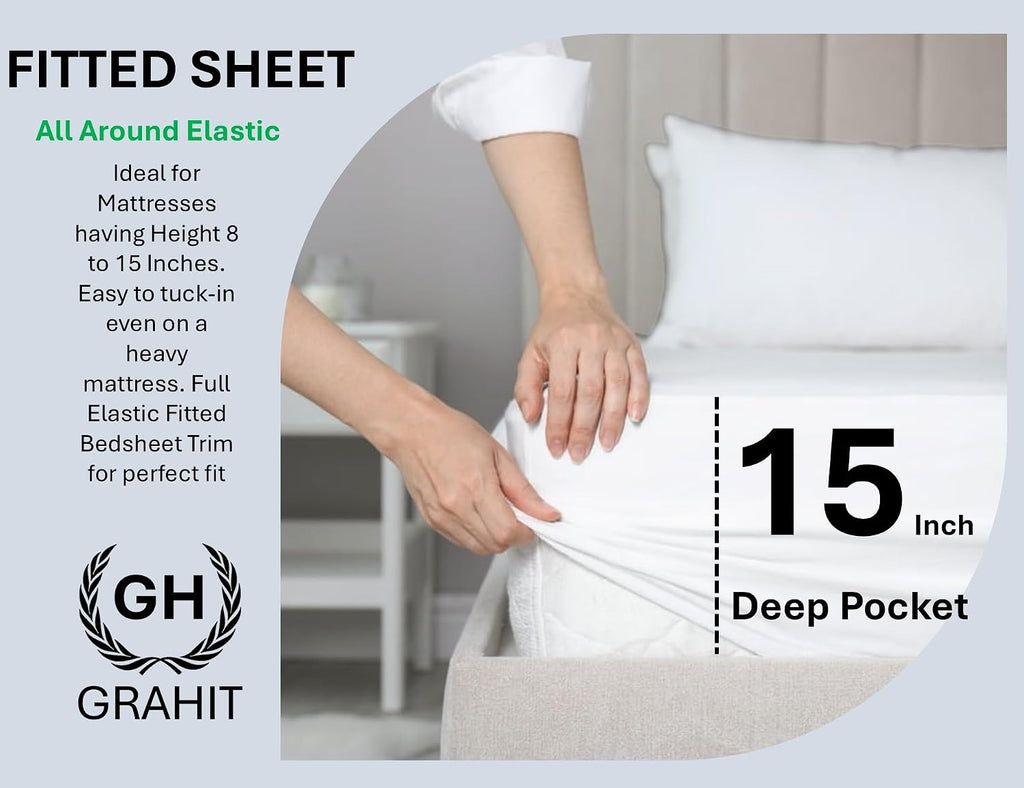100% Egyptian Long Staple Cotton Bedsheet Set, 800 Thread Count, 6-PC Sheets Set, Lilac Color, Queen Size, 15 Inch Deep Pocket of Fitted Sheet, Soft Sateen Weave Breathable