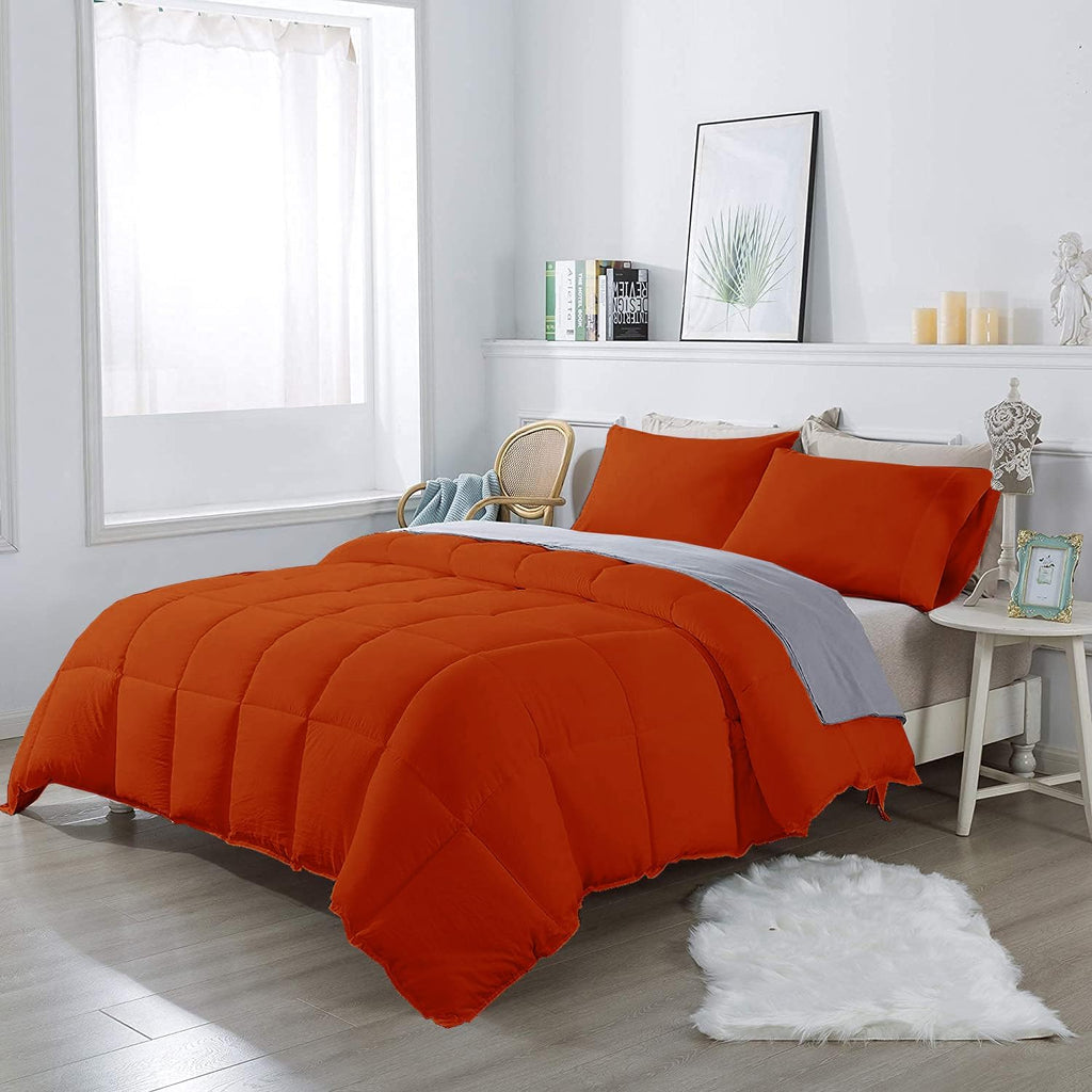3 Piece 100% Egyptian Cotton 800 Thread Count Comforter Set Full/Queen Size (90' x 90') Inch 400 GSM Luxurious Hotel Collection Ultra-Soft Comforter Set- Burnt Orange Solid