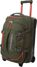 Eddie Bauer Expedition Rolling Duffel Bag with Wheels | Travel | Carry-On | Luggage | Rugged | Durable - Dark Thyme, 22'