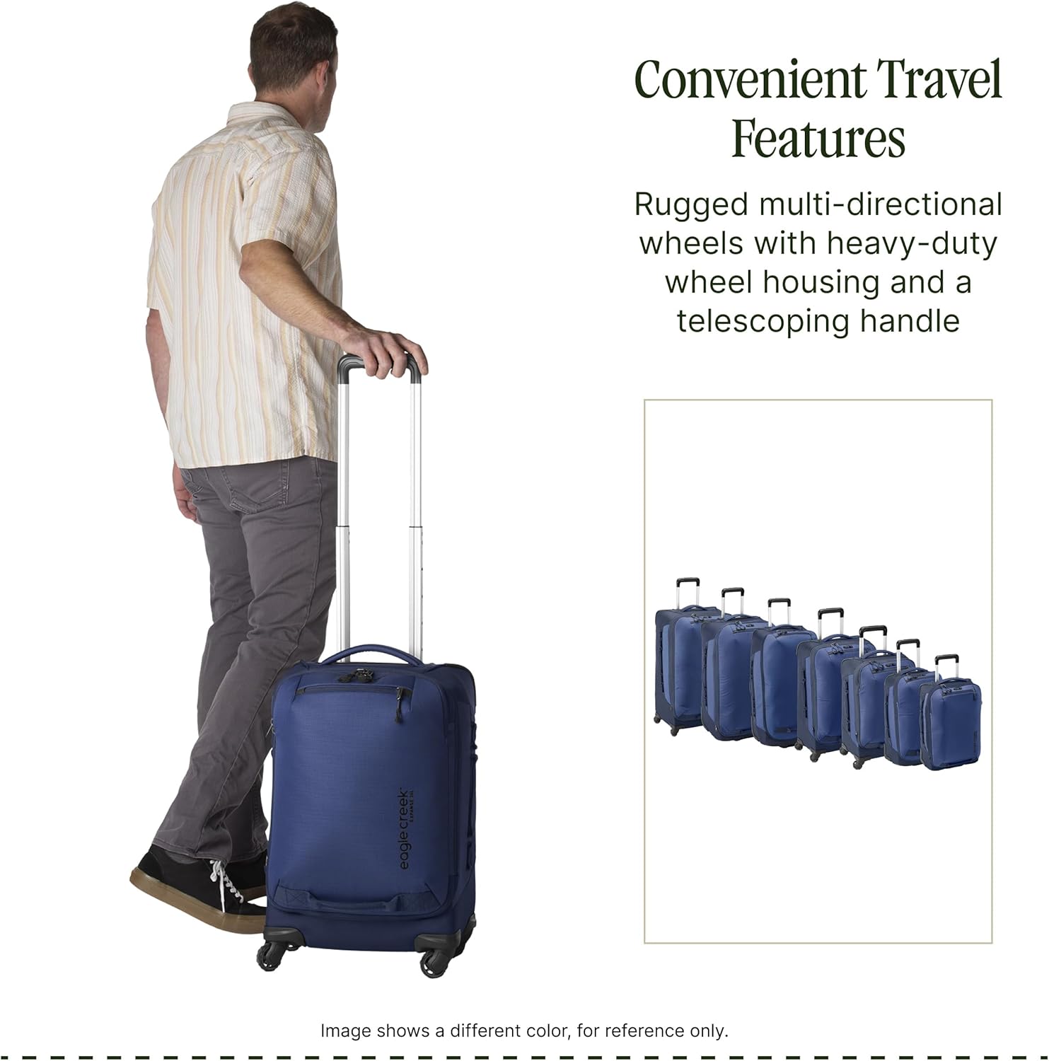Eagle Creek Expanse 4-Wheel 22' Carry-On Luggage - Rolling Four-Wheel Carry-On Luggage for Easy Travel - Lockable Zippers - Expandable Main Compartment - Telescoping Handles - Midnight Black