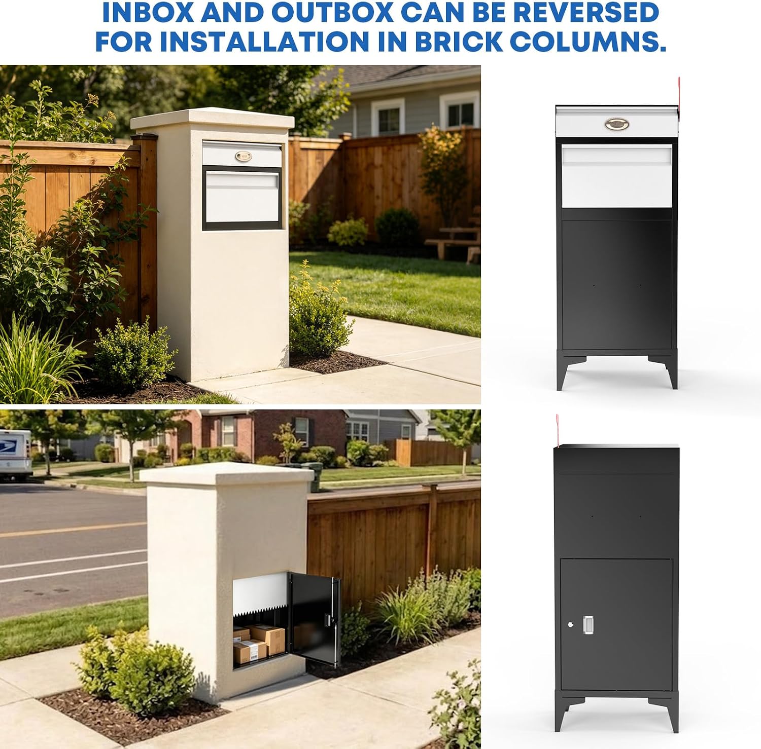 Pochar Large Package Delivery Boxes for Outside, Extra Large Mailbox for Parcel, Alloy Steel Post Mailbox, Lockable Anti-Theft Parcel Drop Box for Porch Curbside Office, 14.25' x 20.5' x 47.5'