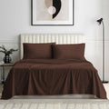 1000 Series - 100% Egyptian Cotton Sheet Set Soft & Comfy Breathable Hotel Quality Luxury Bedding -Grand King Size Fits Mattress Up to 18-20' Deep (Stripe, Chocolate)
