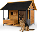 Large Dog House with Dog Bowls Stand, Outdoor Weatherproof XL Dog Kennel with Openable Roof, Easy Assembly All-Around Iron Frame Design for Outside Medium Big XLarge Breed Dogs