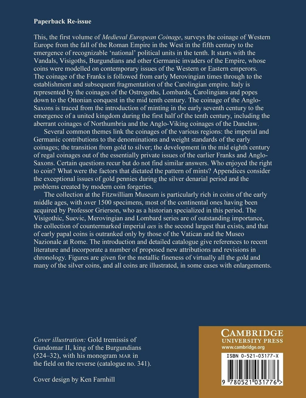 Medieval European Coinage: Volume 1, The Early Middle Ages (5th–10th Centuries) (Medieval European Coinage, Series Number 1)