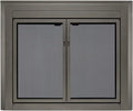 UniFlame - Logan - Cabinet-Style Fireplace Doors with Smoke Tempered Glass (Color: Gunmetal, Size: Medium - Fits Opening 30in to 37in W x 25.5in to 32.5in H)