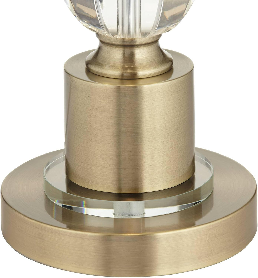 Vienna Full Spectrum Jordan 27 1/2' Tall Traditional Table Lamp Pull Chain Brass Finish Metal Crystal Single Fabric Off-White Shade Living Room Bedroom Bedside Nightstand House Office Home Reading