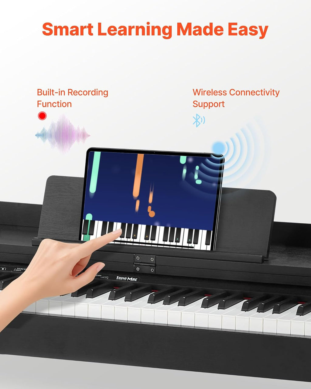 VEVOR Weighted Digital Piano, 88 Keys Fully Weighted, Electric Piano Keyboard with Furniture Stand, Power Adapter, Triple Pedal, 680 Tones, Support Wireless Connection, with Headphones, for Beginners