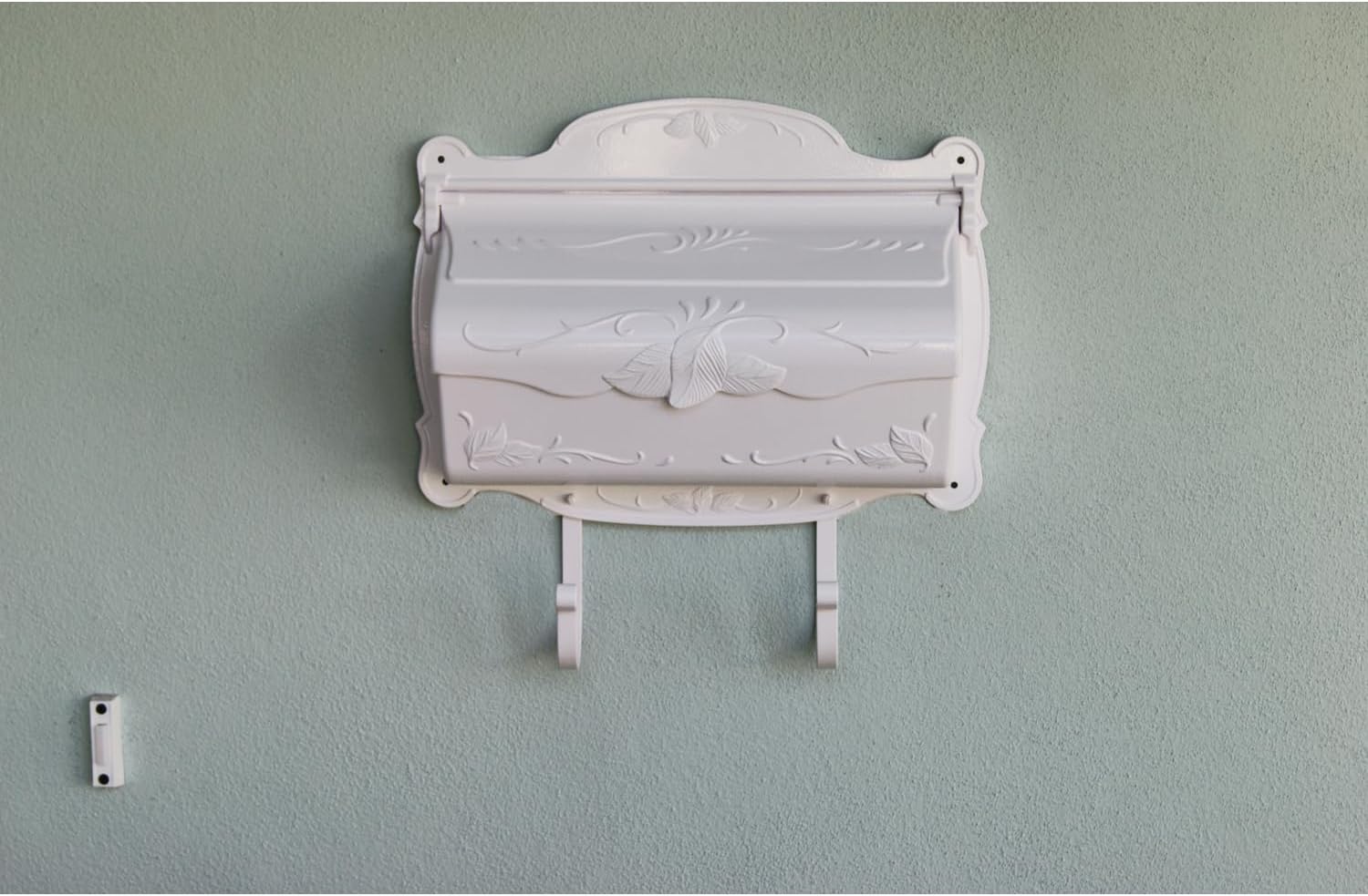 Special Lite Floral Horizontal Wall Mount Mailbox - White Aluminum Mailbox for Wall Mount - SHF-1001-WH