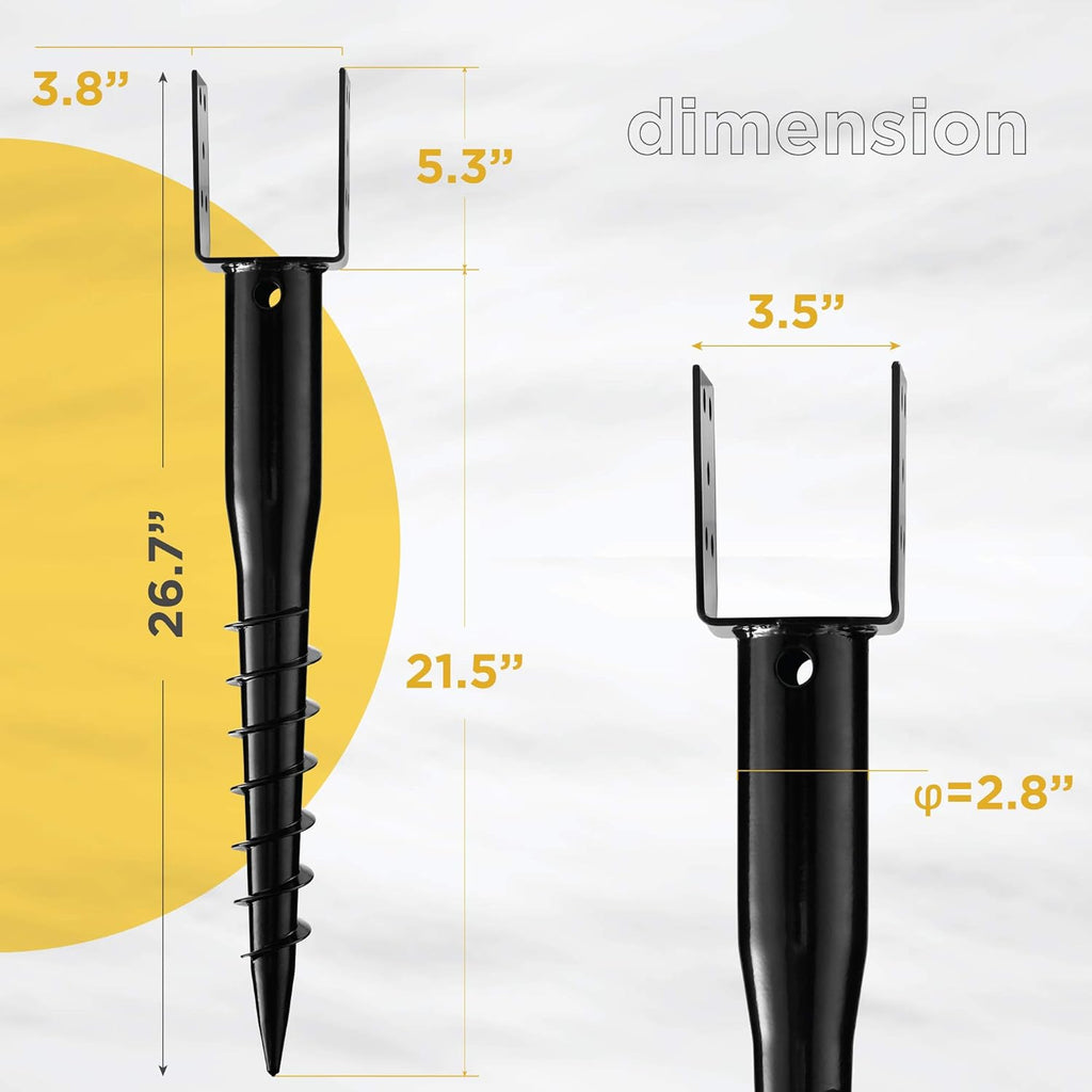 Premium No Dig Ground Anchor DIY Screw in Stake U-Model 27 Inch Fits Standard 4x4 Posts (3.5' X 3.5') Great for Mailbox and Fence Posts