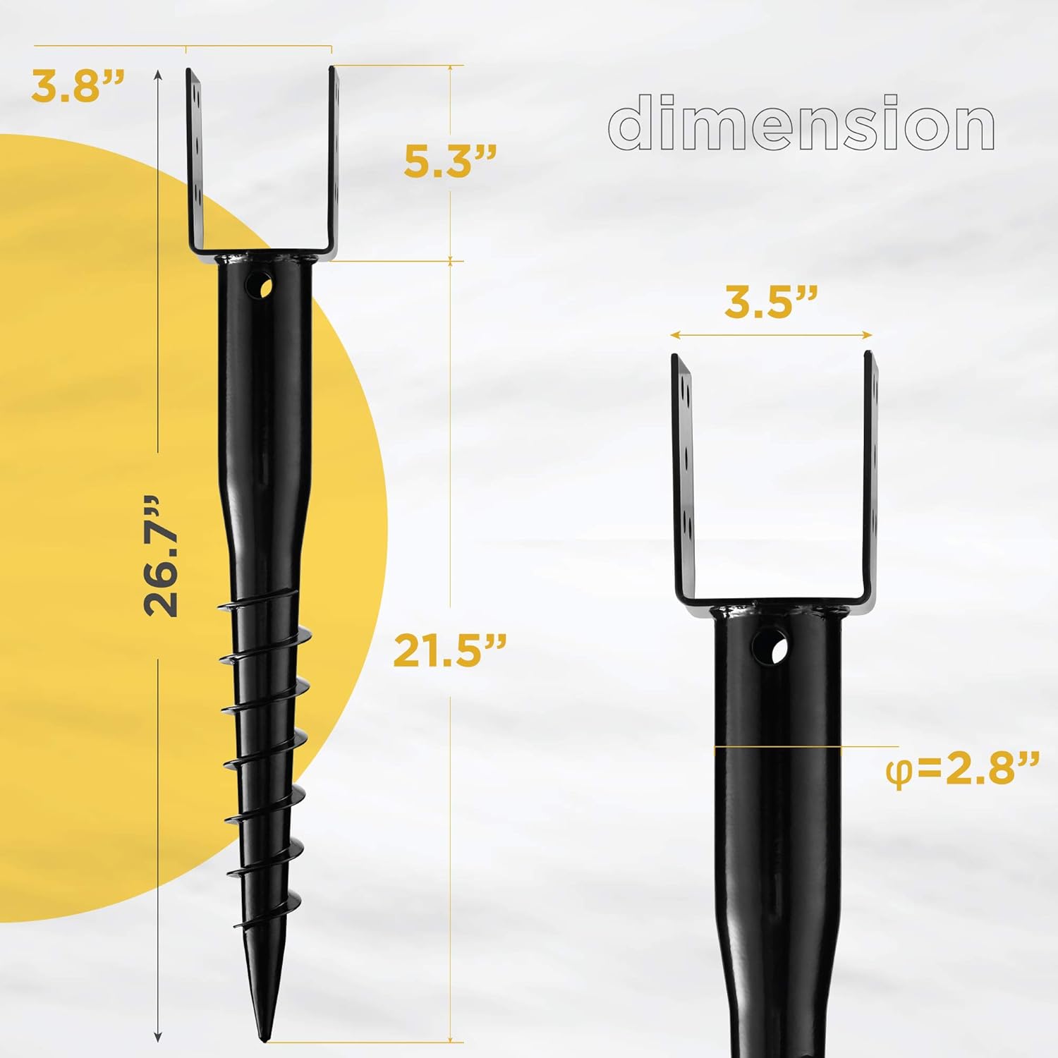 Premium No Dig Ground Anchor DIY Screw in Stake U-Model 27 Inch Fits Standard 4x4 Posts (3.5' X 3.5') Great for Mailbox and Fence Posts