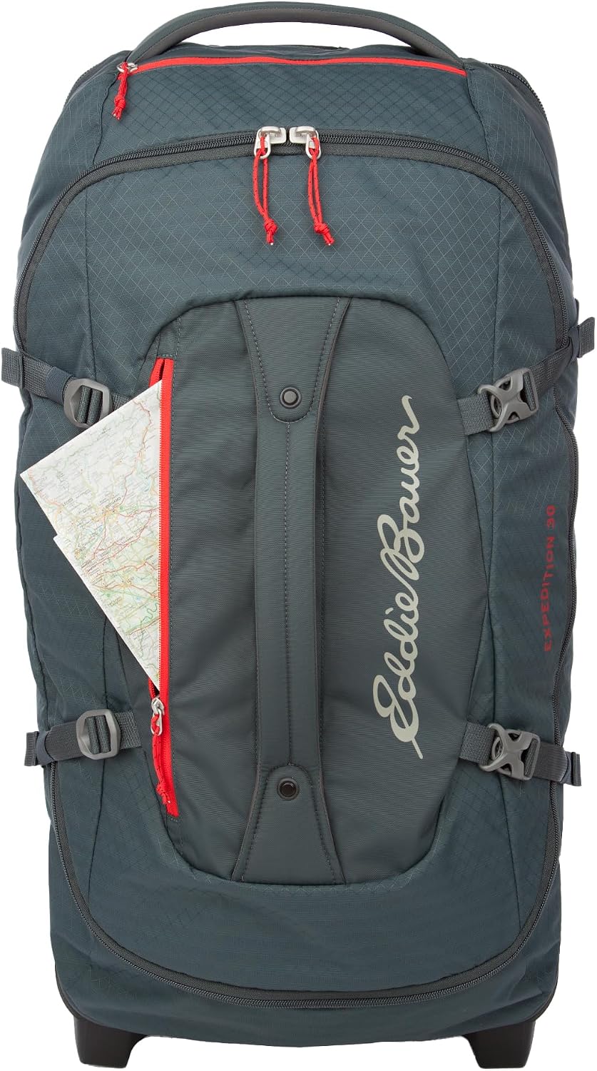 Eddie Bauer Expedition Rolling Duffel Bag with Wheels | Travel | Check-In | Luggage | Rugged | Durable - Storm, 30'