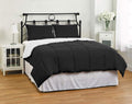 500 TC Solid Down Alternative 3 Piece Reversible Comforter Set - 100% Egyptian Cotton Solid-Queen Size-Black/White