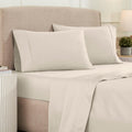 Superior 1200 Thread Count Egyptian Cotton Sheet Set, Bedroom Sheets, Modern Home Essentials, Luxury Bedding, 1 Elastic Deep Pocket Fitted Bed Sheet, 1 Flat Sheet, 2 Pillowcases, Queen, Ivory
