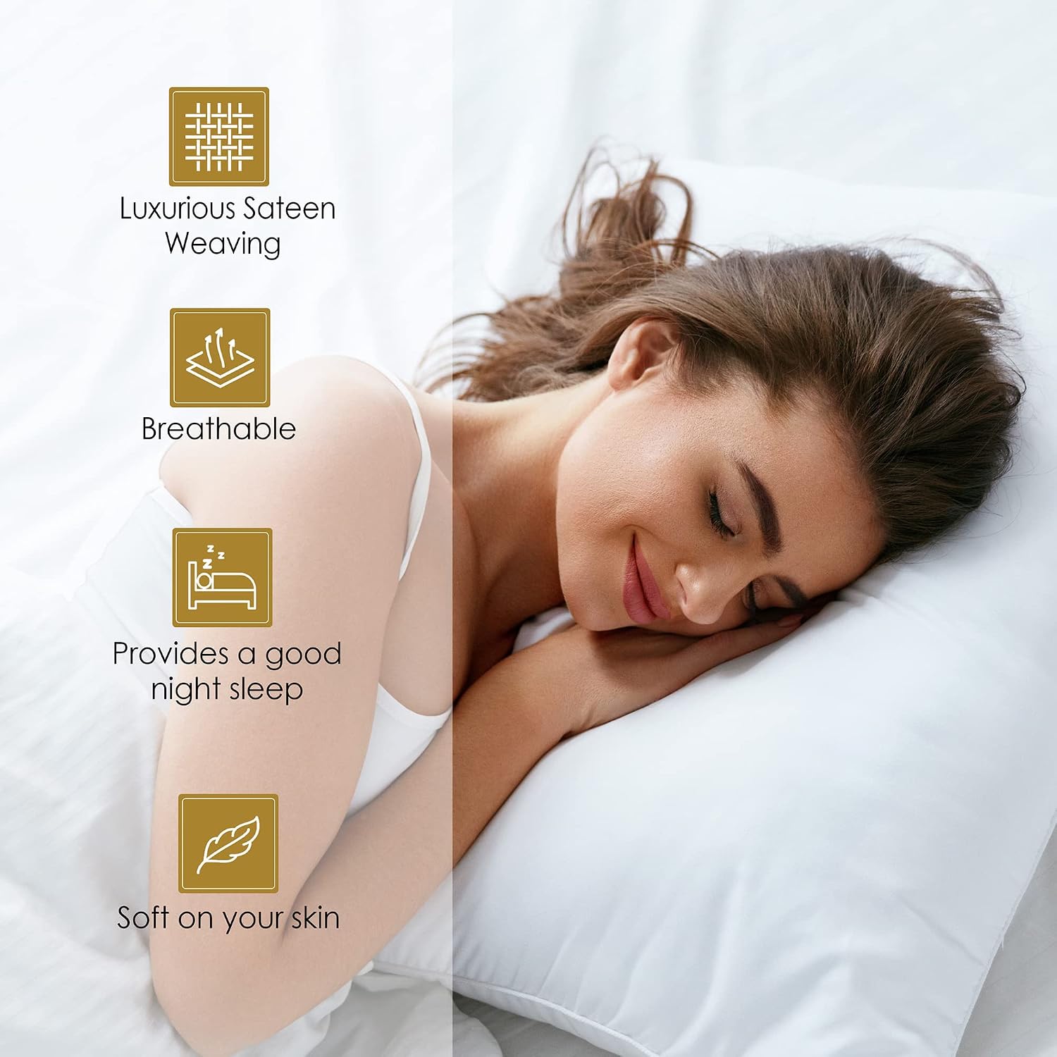 Superior Egyptian Cotton 530 Thread Count Bed Sheet Set, 1 Elastic Deep Pocket Fitted Sheet, 1 Flat Sheet, 2 Pillowcases, Soft Bedding, Luxury Sheets, Sateen Weave, King Size, Cafe