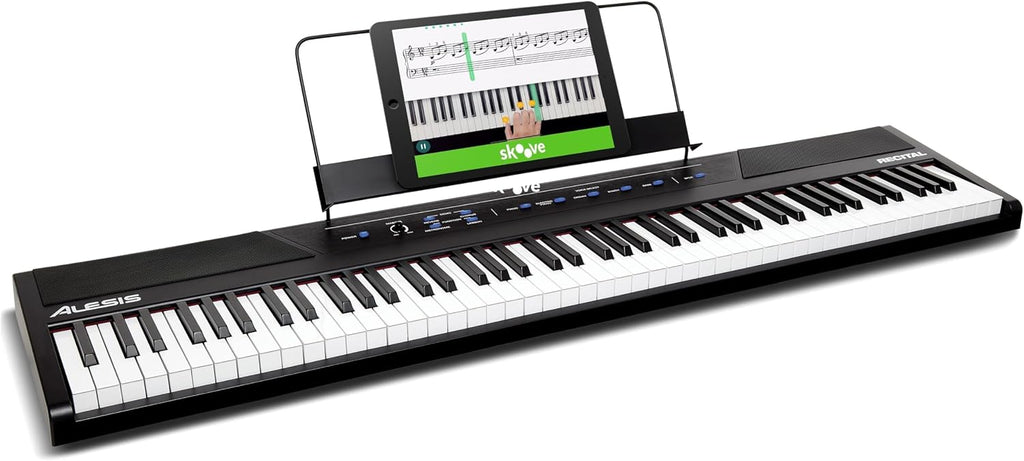 Alesis Recital - 88 Key Digital Piano Keyboard with Semi-Weighted Keys, 2x20W Speakers, 5 Voices, Split, Layer and Lesson Mode, FX and Piano Lessons