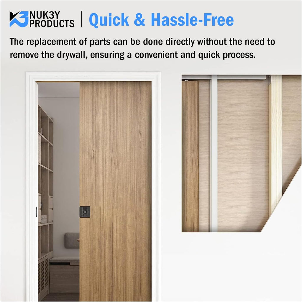 Nuk3y Pocket Door Frame Kit with Two-Way Soft Close for 2x4 Stud Wall (89LB to 220LB Door Weight Soft Close, Door Height: 80')