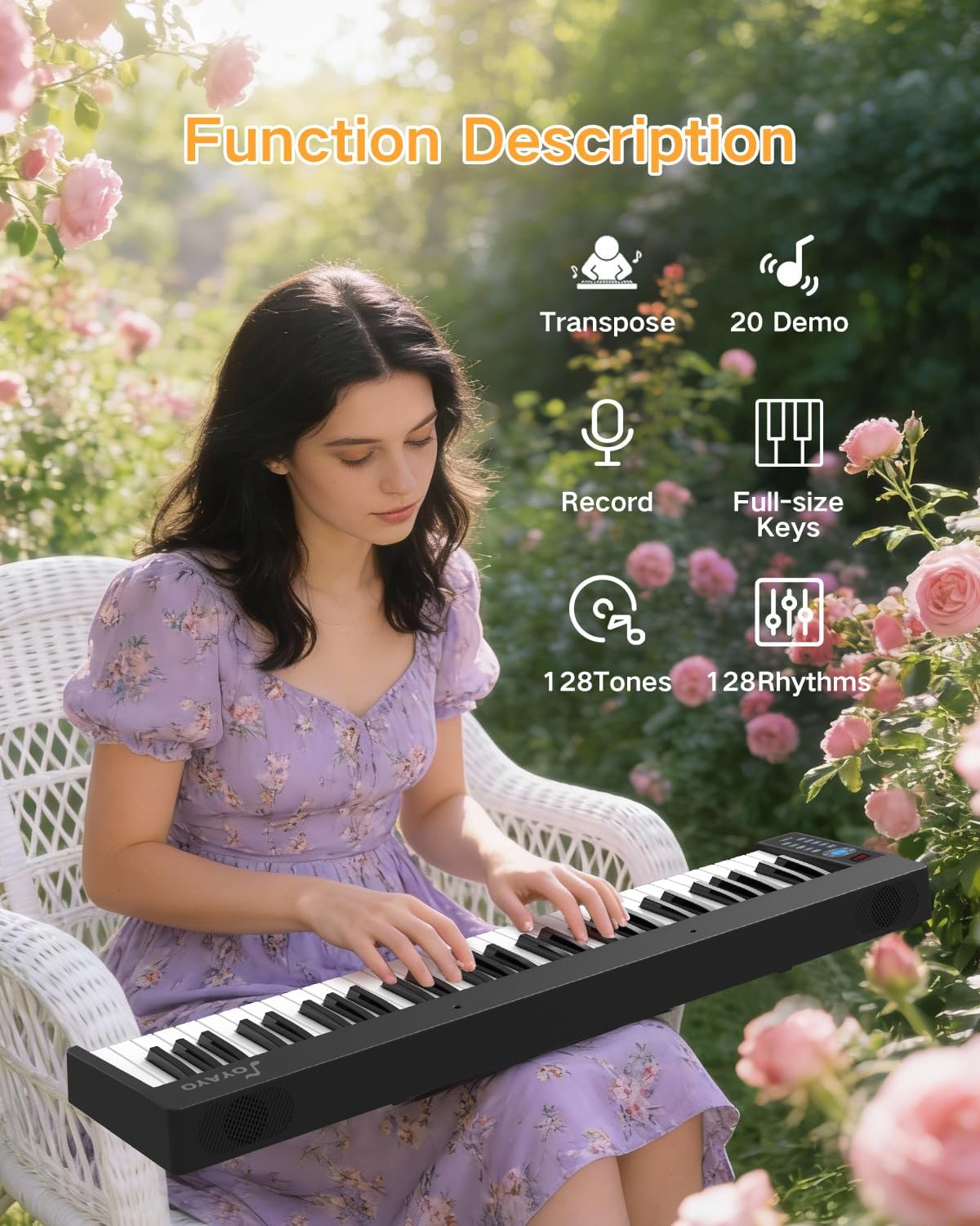 Folding Piano 61 Key, Foldable Sensitive Electric Piano for Beginners, Portable Piano Keyboard with Sheet Music Stand, Bag, Pedal
