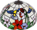 Large Tiffany Lamp Shade Replacement Only 16Inch Stained Glass Lampshade Fit For Table Lamps FLoor Lamp Ceiling Fixture Pendant Hanging Light Home Office Decoration (Cream Amber Hummingbird)