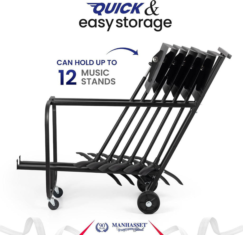 Manhasset Music Stand for Sheet Music, 48 Symphony Model (6-Pack) + Manhasset 1920 Short Storage Cart for Music Stands