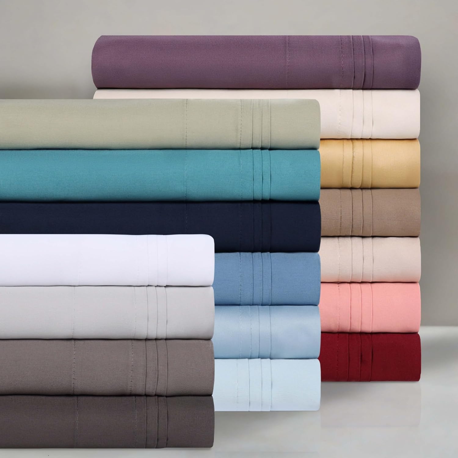 Superior Egyptian Cotton 4 Piece Sheet Set, Luxury 1000 Thread Count, Modern Design, Sustainable Sheets, Ultra-Soft Basics, Solid, Deep Pocket Fitted Sheet, Flat Sheet, Pillowcases, Queen, Burgundy
