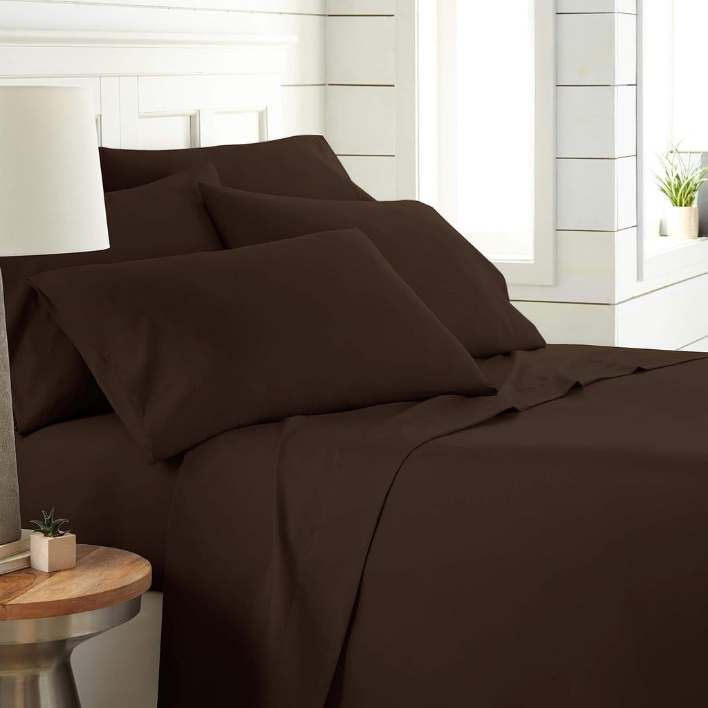 Super Soft Luxury Premium Quality 800 TC Egyptian Cotton 6 Piece Bedding Bed Sheet Set Eco Friendly Wrinkle Free Sheets 20-Inch Deep Pocket Queen Chocolate